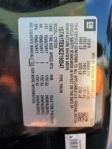 2012 GMC SIERRA C1500  