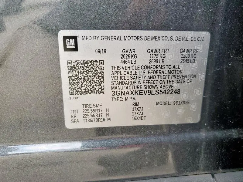 2020 CHEVROLET EQUINOX LT  