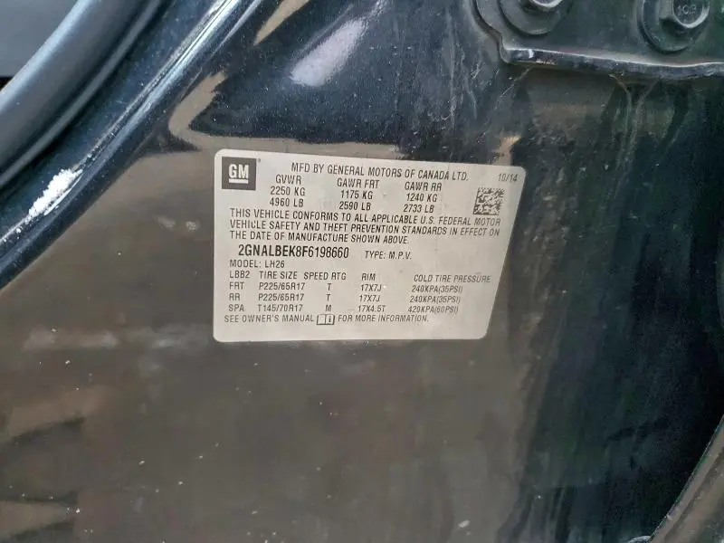 2015 CHEVROLET EQUINOX LT  