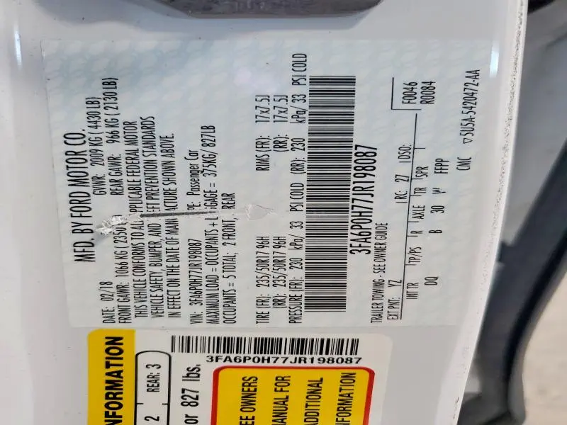 2018 FORD FUSION SE  
