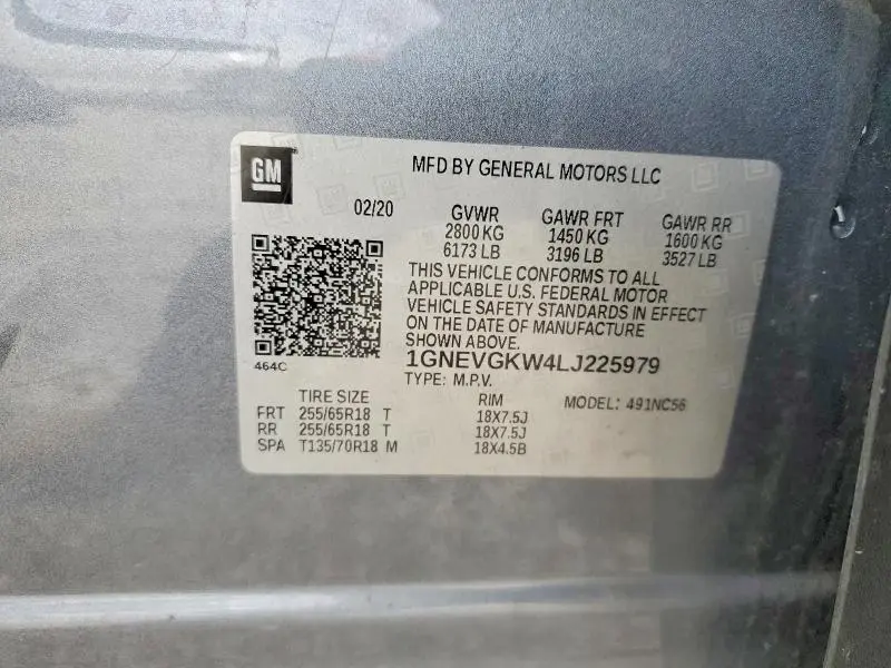 2020 CHEVROLET TRAVERSE LT  