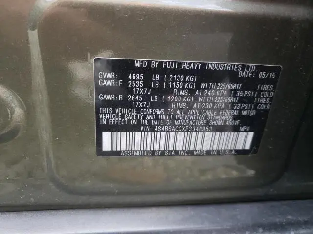 2015 SUBARU OUTBACK 2.5I PREMIUM  