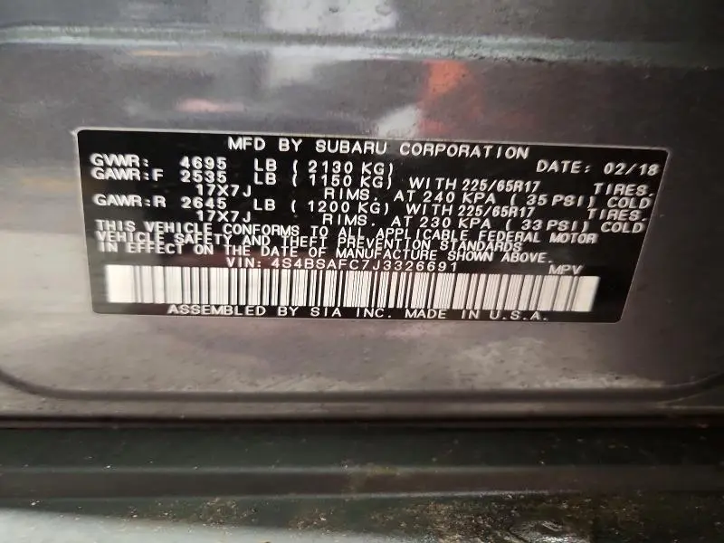 2018 SUBARU OUTBACK 2.5I PREMIUM  