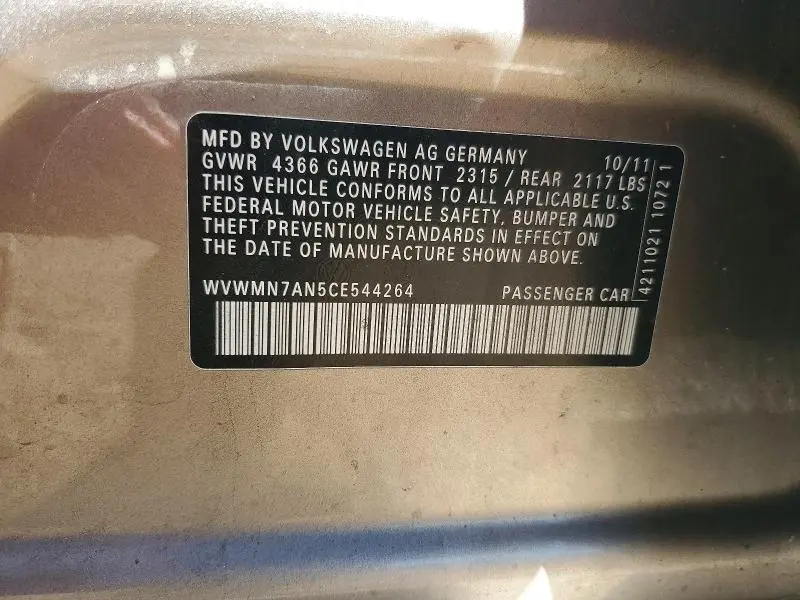 2012 VOLKSWAGEN CC SPORT  