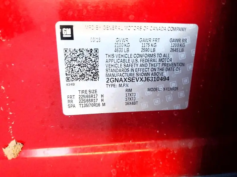 2018 CHEVROLET EQUINOX LT  