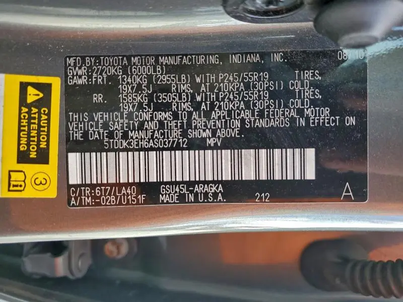 2010 TOYOTA HIGHLANDER LIMITED  