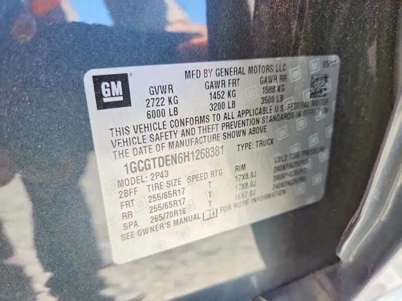 2017 CHEVROLET COLORADO Z71  