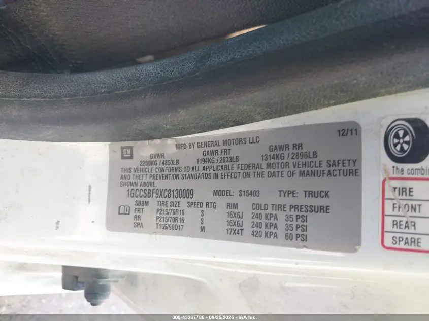 2012 CHEVROLET COLORADO WORK TRUCK