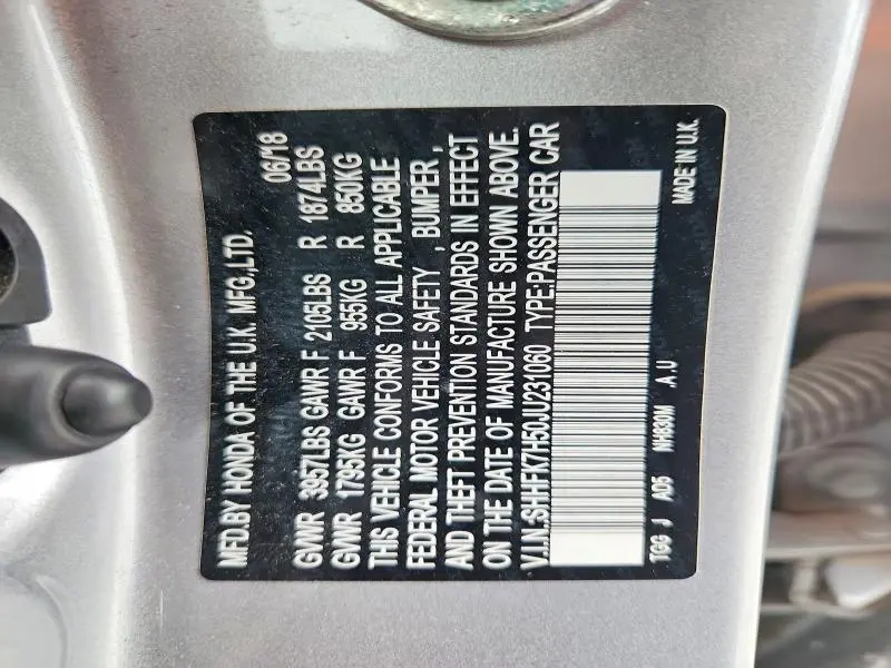 2018 HONDA CIVIC EX  