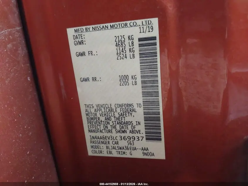 2020 NISSAN MAXIMA SR XTRONIC CVT