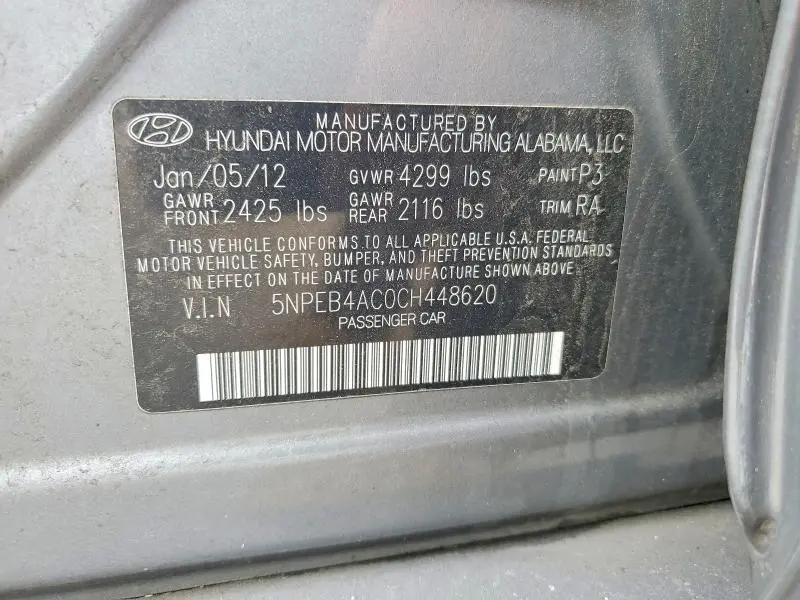 2012 HYUNDAI SONATA GLS  