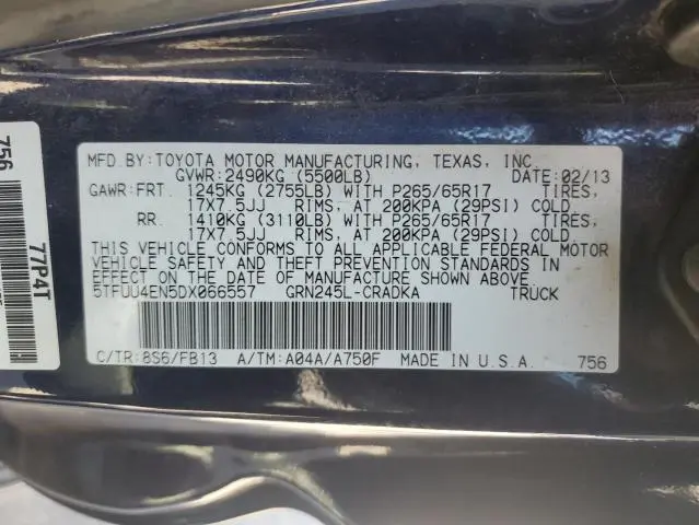 2013 TOYOTA TACOMA   