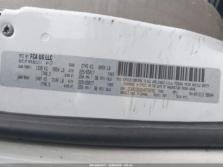 2017 DODGE GRAND CARAVAN SE