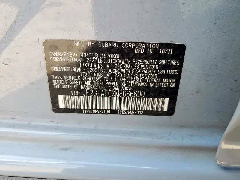 2021 SUBARU CROSSTREK PREMIUM  