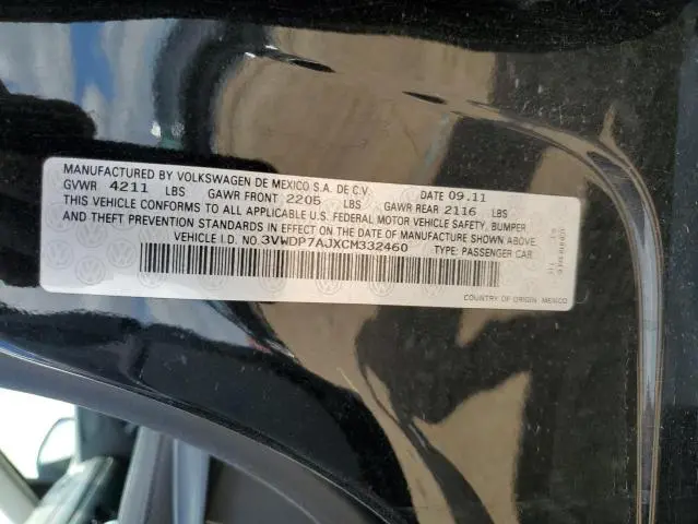 2012 VOLKSWAGEN JETTA SE  