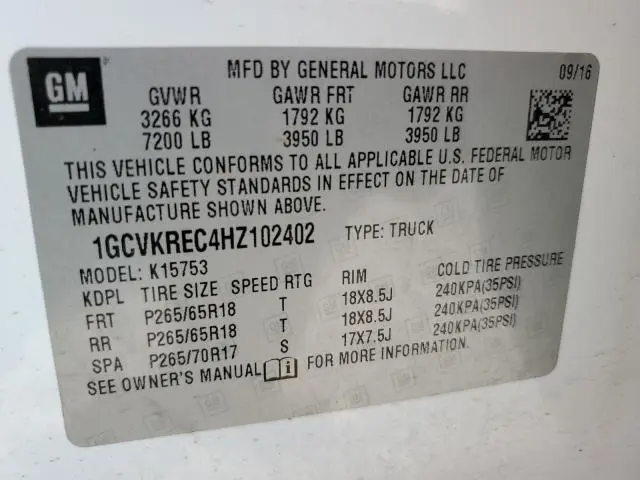 2017 CHEVROLET SILVERADO K1500 LT  