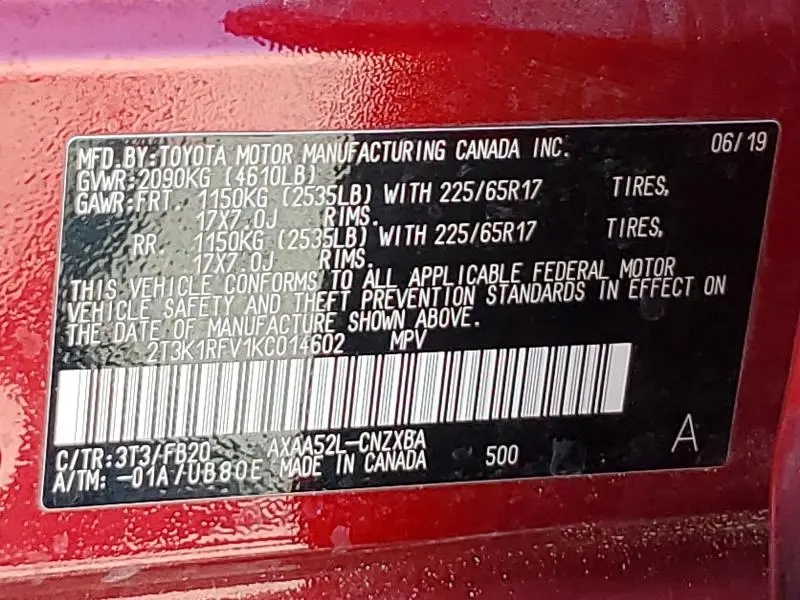 2019 TOYOTA RAV4 LE  