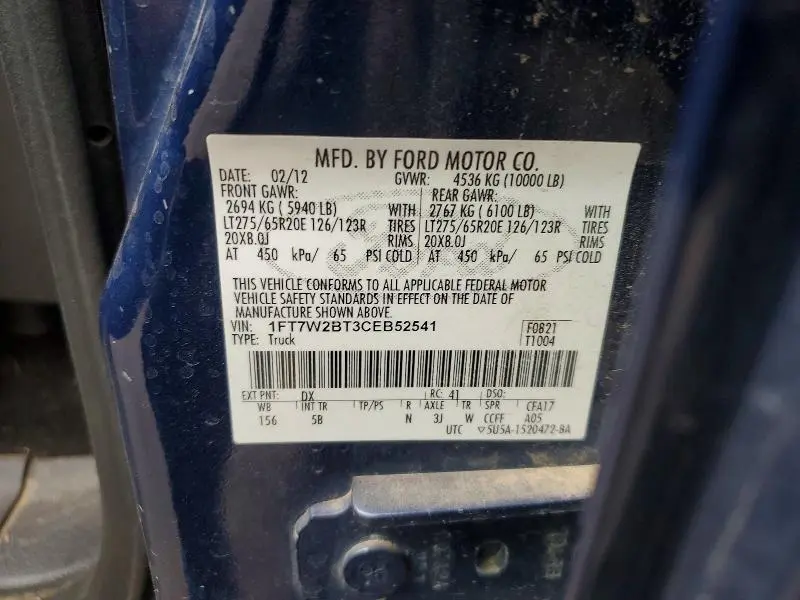 2012 FORD F250 SUPER DUTY  