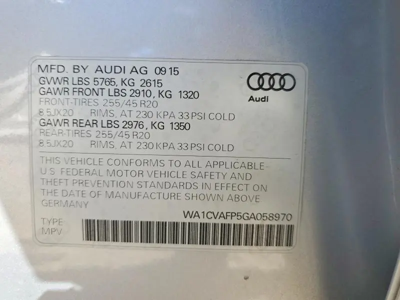2016 AUDI Q5 TDI PREMIUM PLUS  