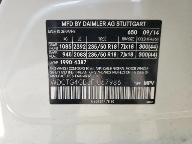 2015 MERCEDES-BENZ GLA 250 4MATIC  