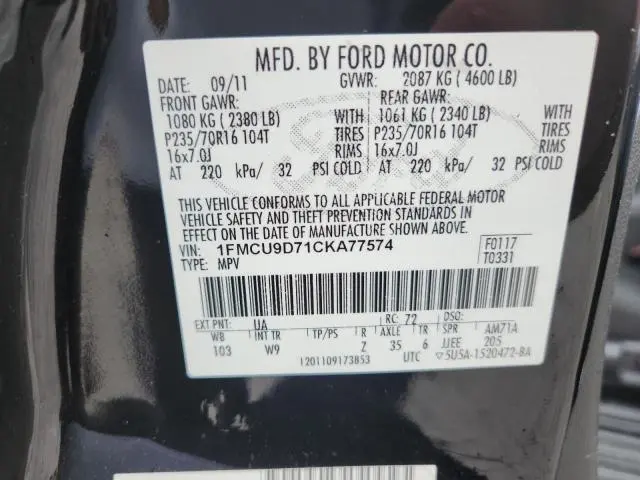 2012 FORD ESCAPE XLT  