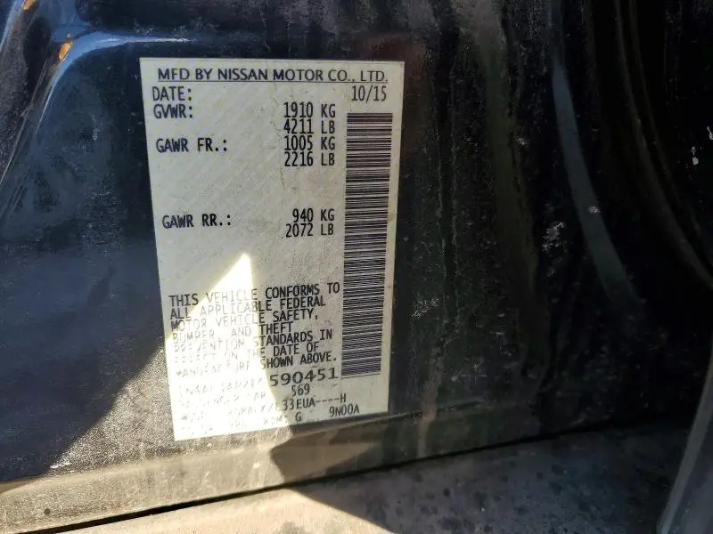 2015 NISSAN ALTIMA 2.5 SV  