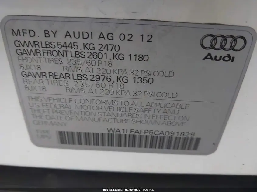 2012 AUDI Q5 2.0T PREMIUM