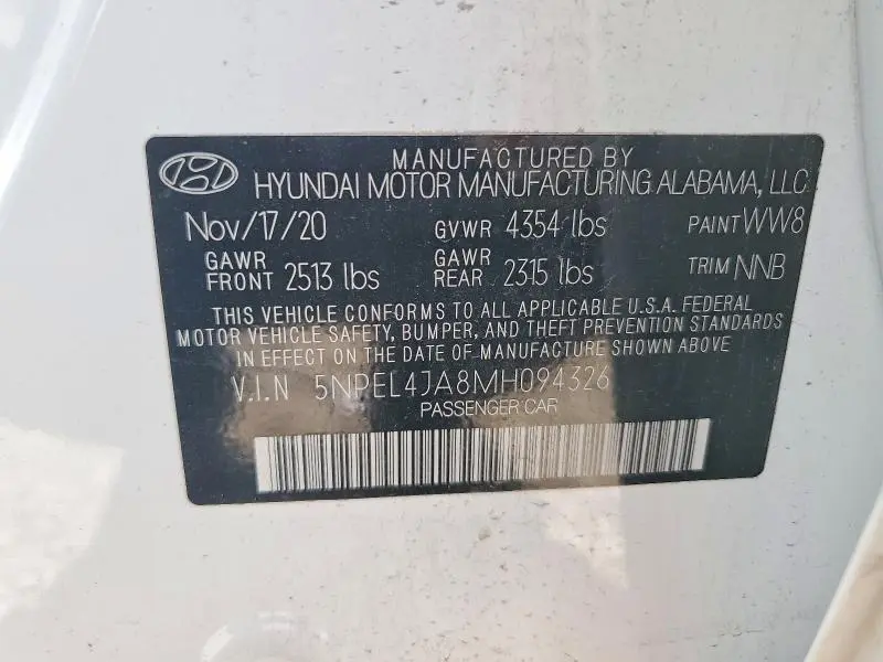 2021 HYUNDAI SONATA SEL  