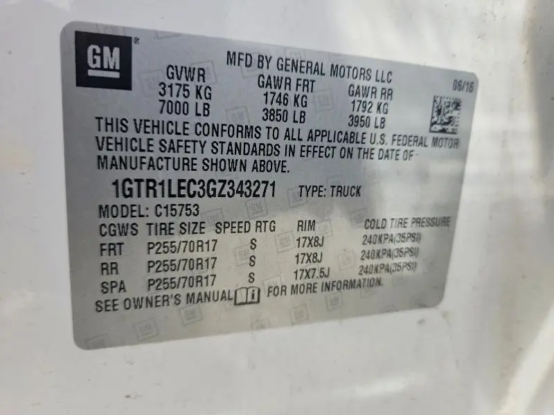 2016 GMC SIERRA C1500  