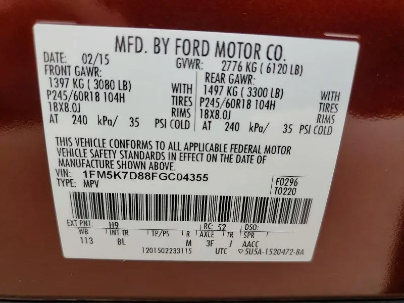 2015 FORD EXPLORER XLT  