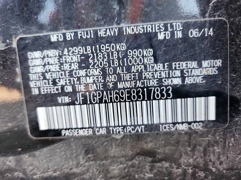 2014 SUBARU IMPREZA LIMITED  