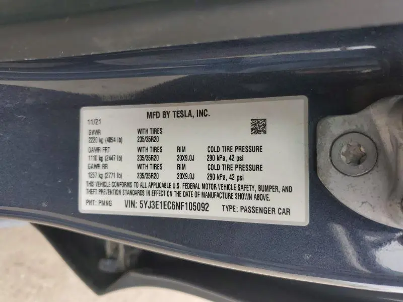 2022 TESLA MODEL 3   
