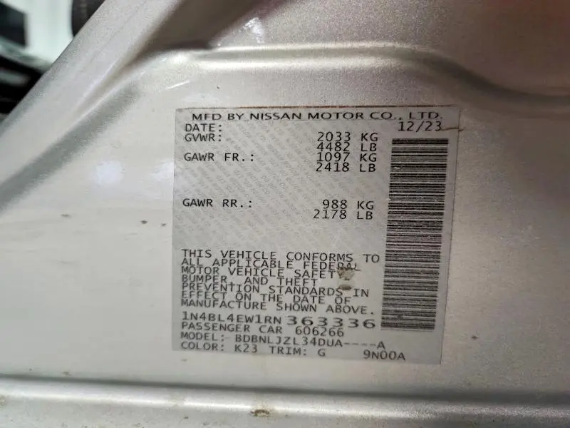 2024 NISSAN ALTIMA 2.5 SL  