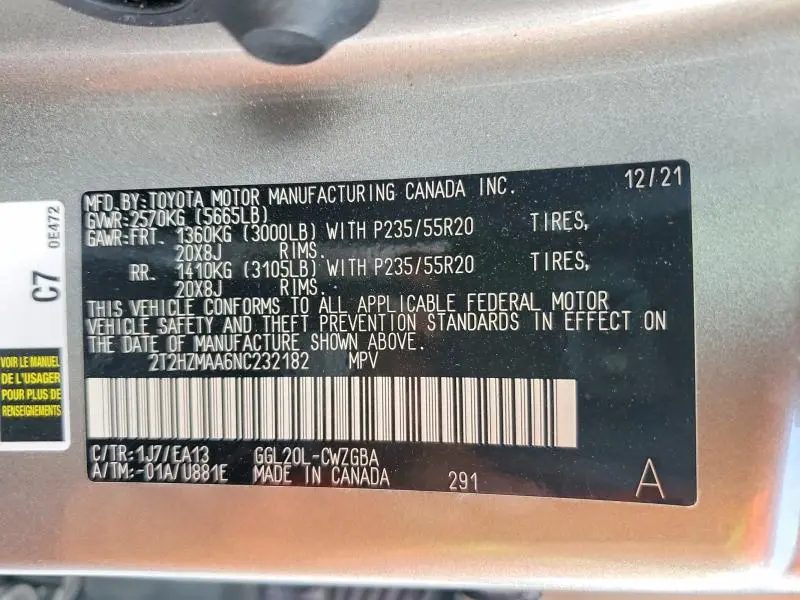 2022 LEXUS RX 350 BASE  