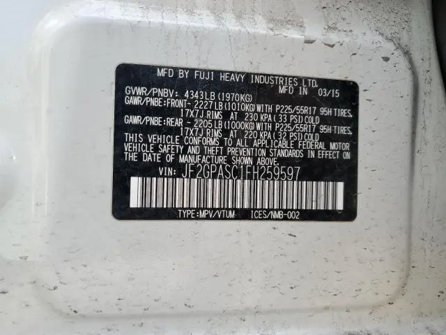 2015 SUBARU XV CROSSTREK SPORT LIMITED  