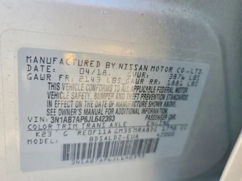 2018 NISSAN SENTRA SV  