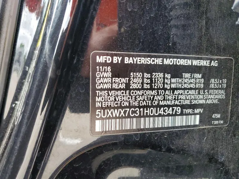 2017 BMW X3 XDRIVE35I  