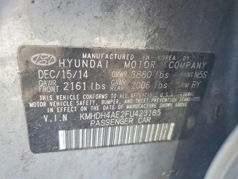 2015 HYUNDAI ELANTRA SE  