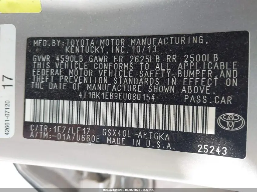 2014 TOYOTA AVALON XLE PREMIUM