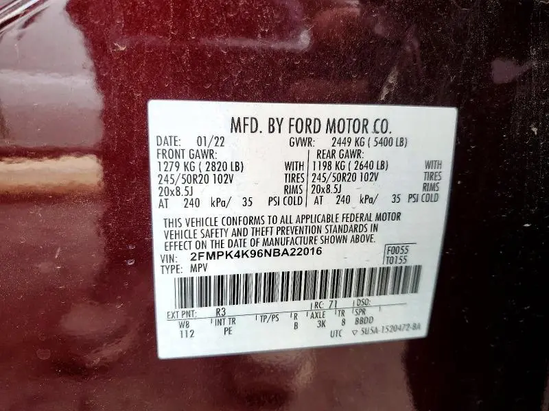 2022 FORD EDGE TITANIUM  