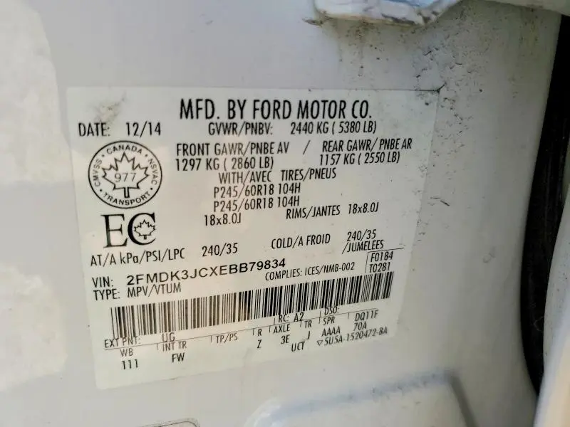 2014 FORD EDGE SEL  