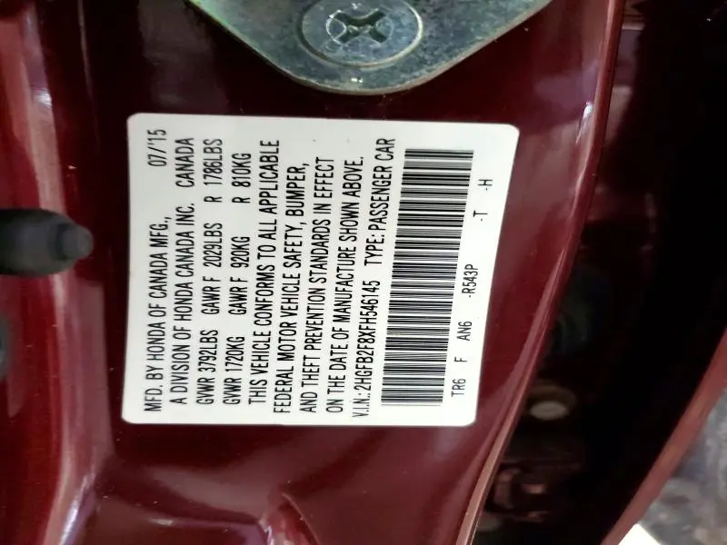 2015 HONDA CIVIC EX  