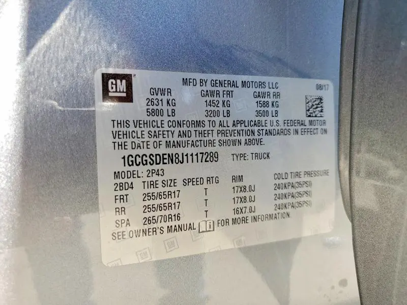 2018 CHEVROLET COLORADO Z71  