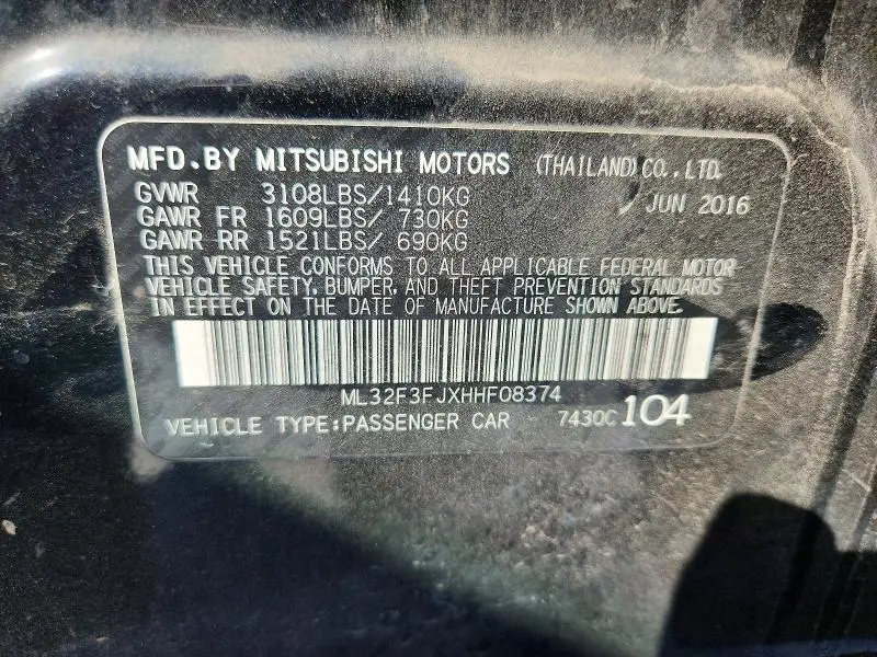 2017 MITSUBISHI MIRAGE G4 ES  