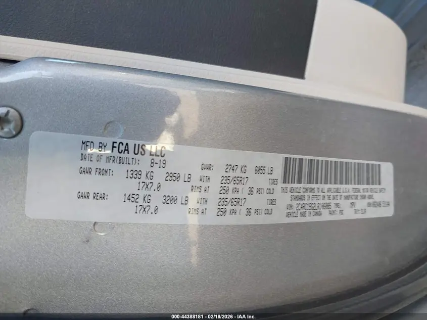 2020 CHRYSLER PACIFICA TOURING L