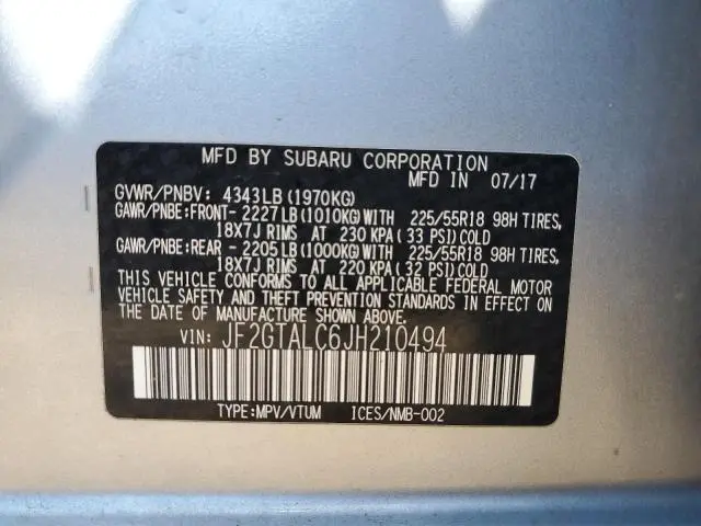 2018 SUBARU CROSSTREK LIMITED