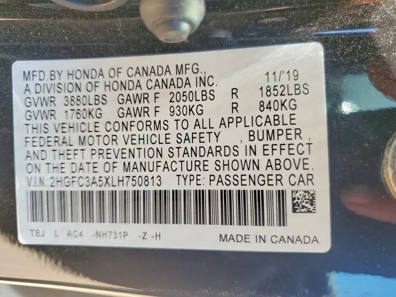 2020 HONDA CIVIC SI  