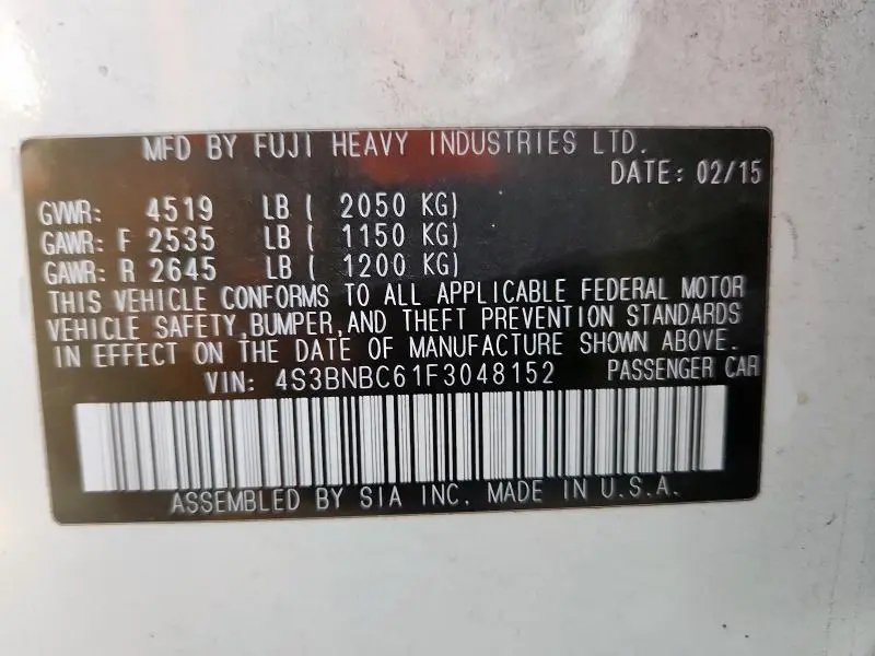 2015 SUBARU LEGACY 2.5I PREMIUM  