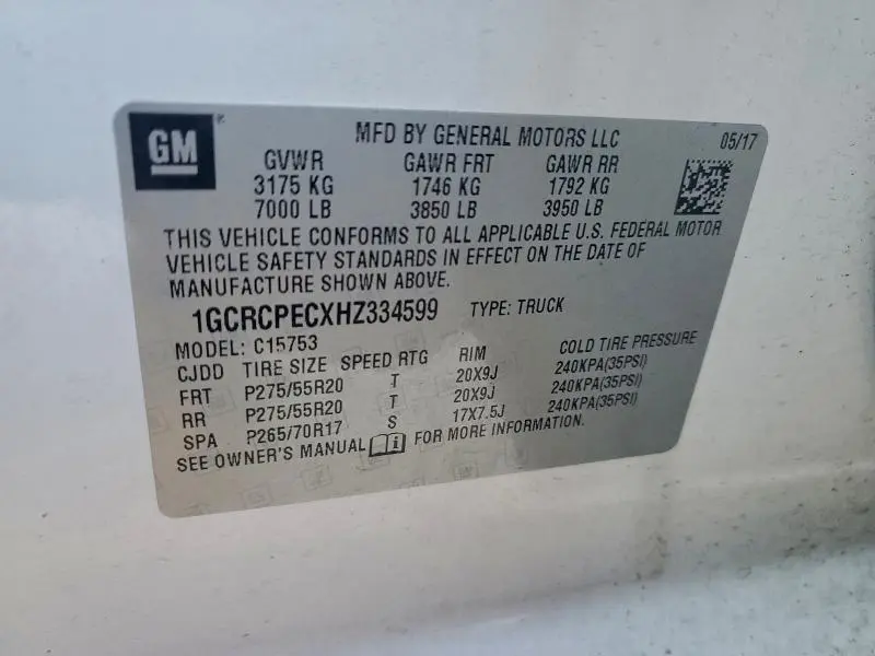 2017 CHEVROLET SILVERADO C1500 CUSTOM  