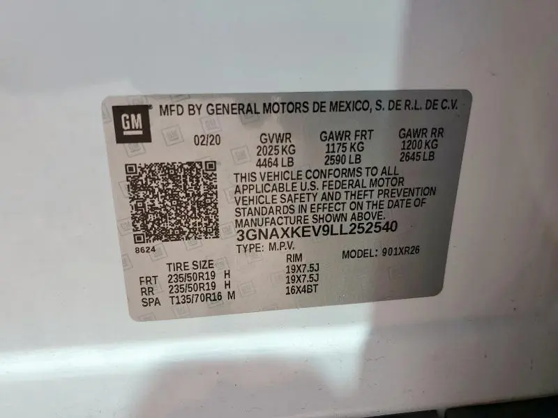 2020 CHEVROLET EQUINOX LT  
